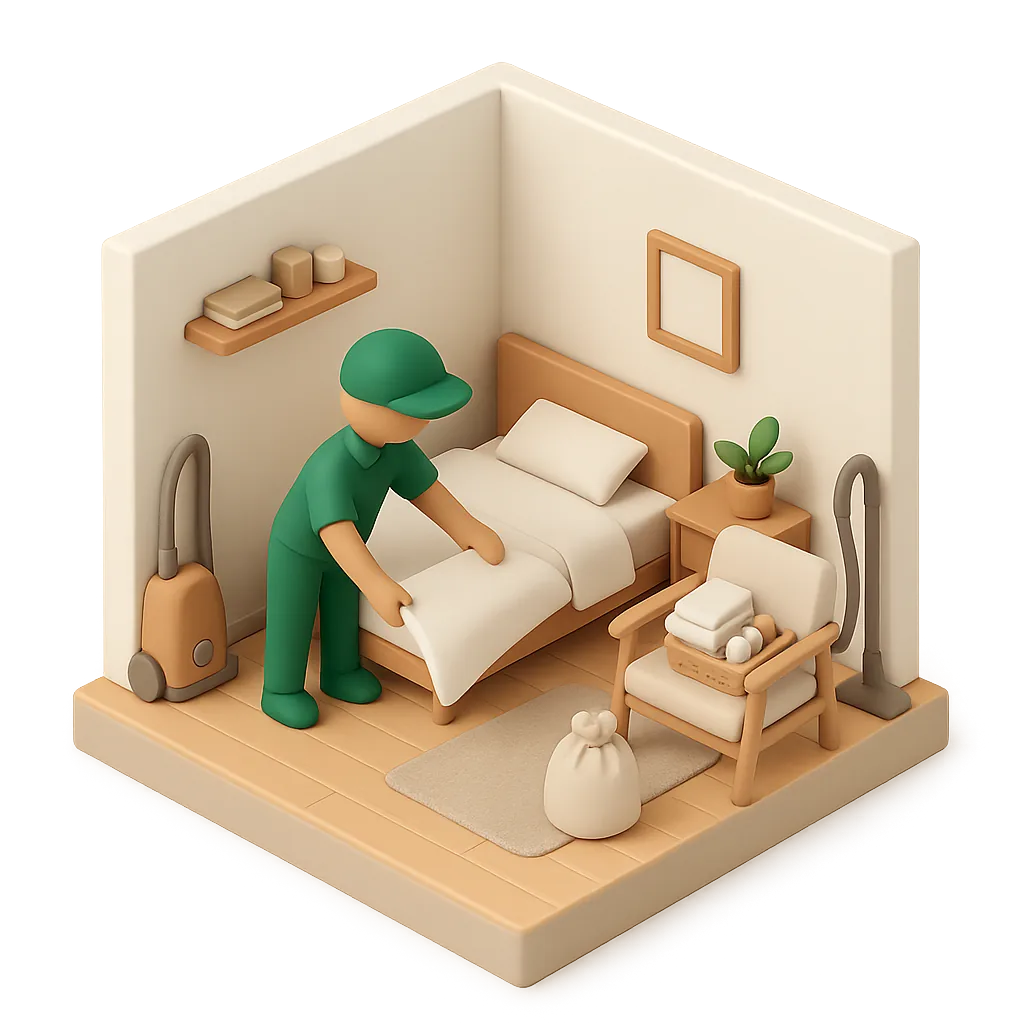 Illustration of airbnb turnover cleaning work
