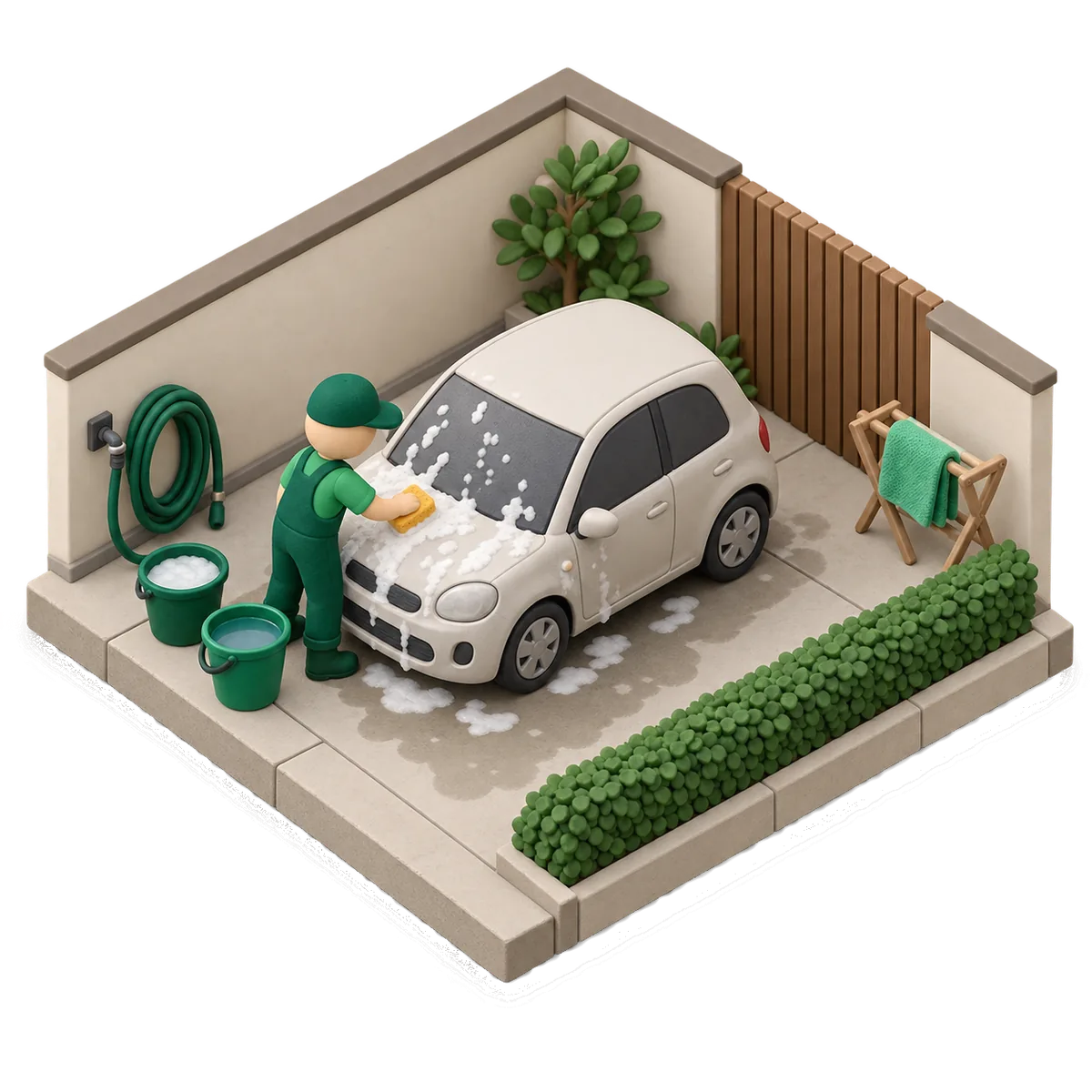 Illustration of car washing & valeting work