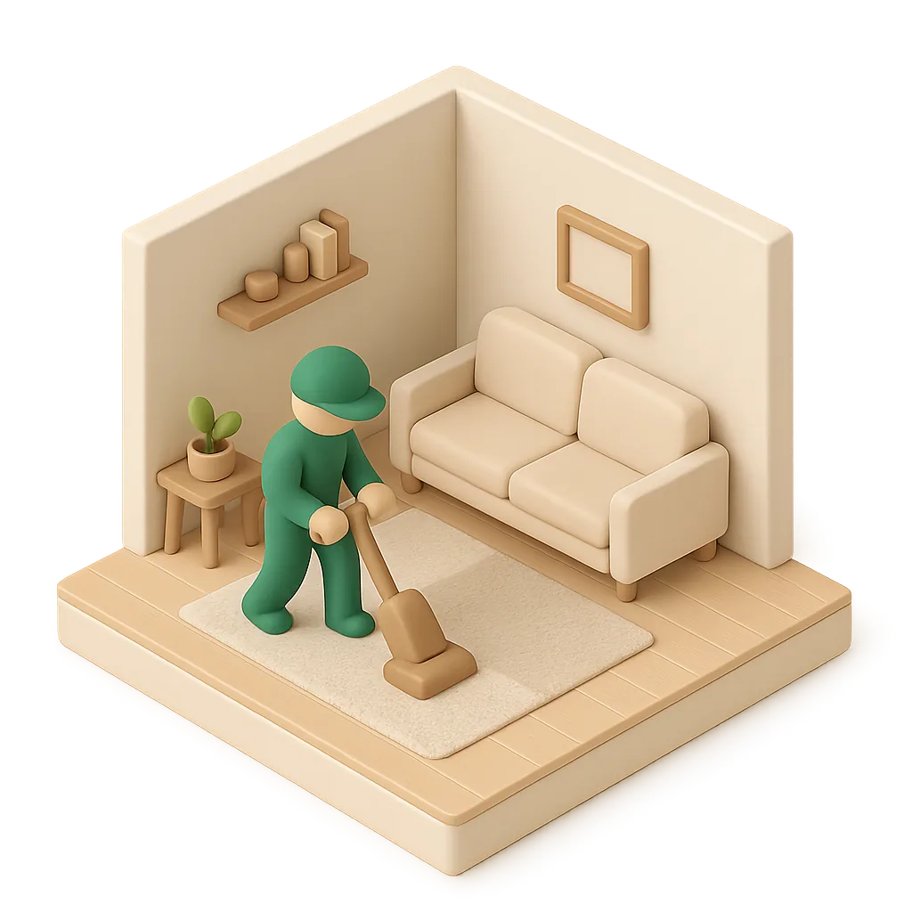 Illustration of carpet cleaning work