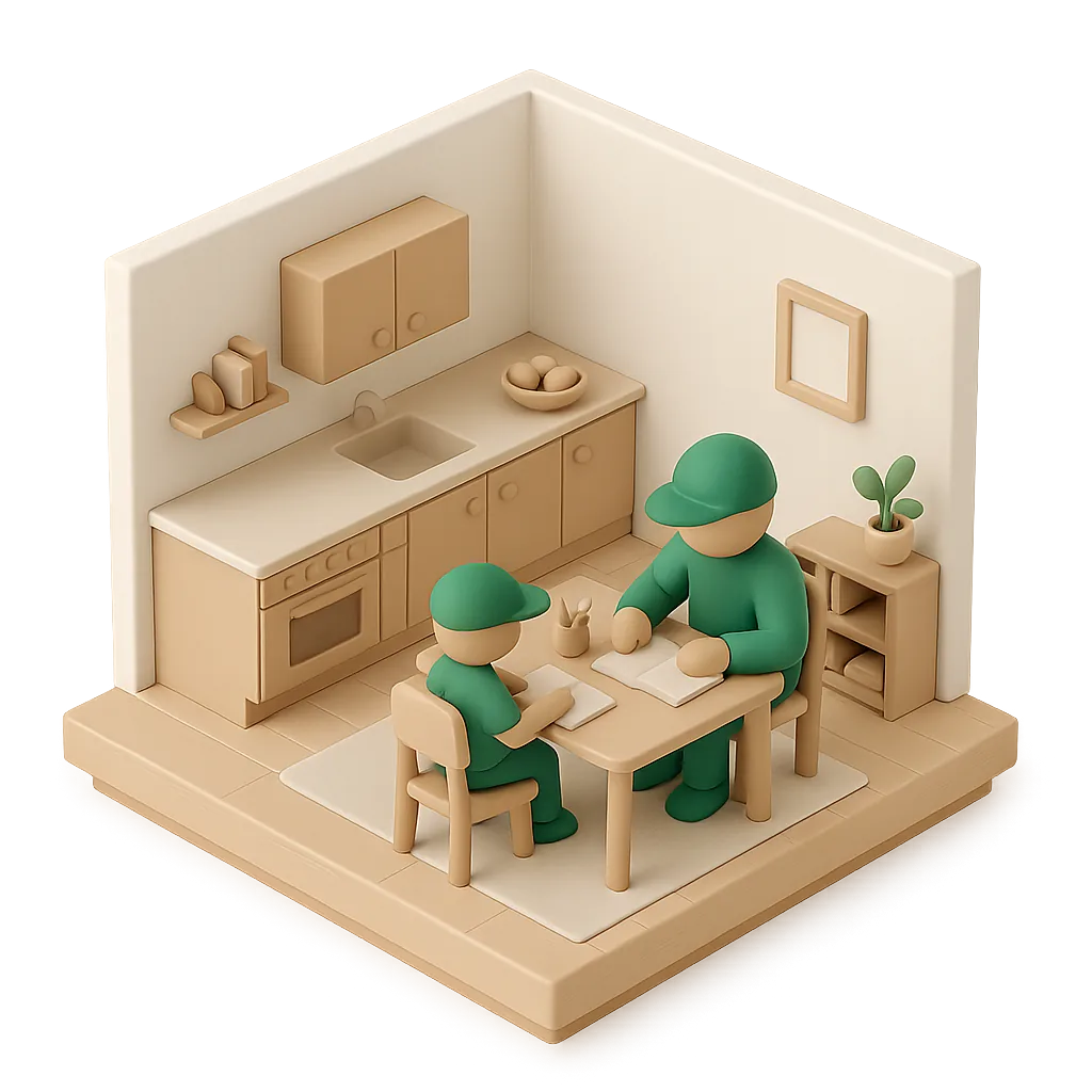 Illustration of family help work