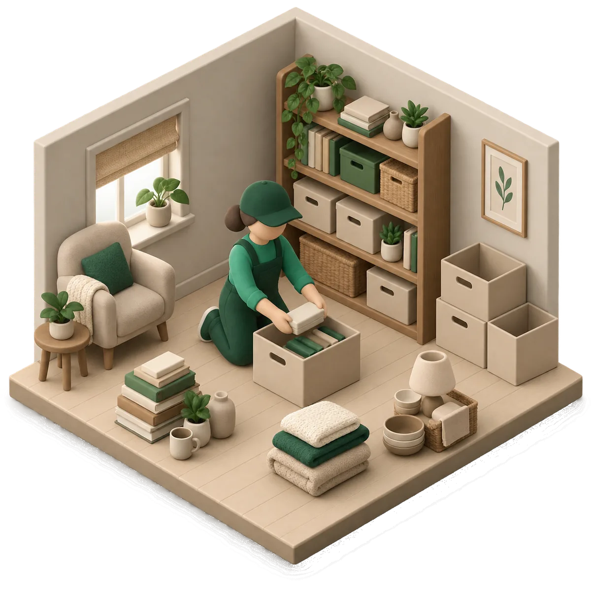 Illustration of decluttering & organising work