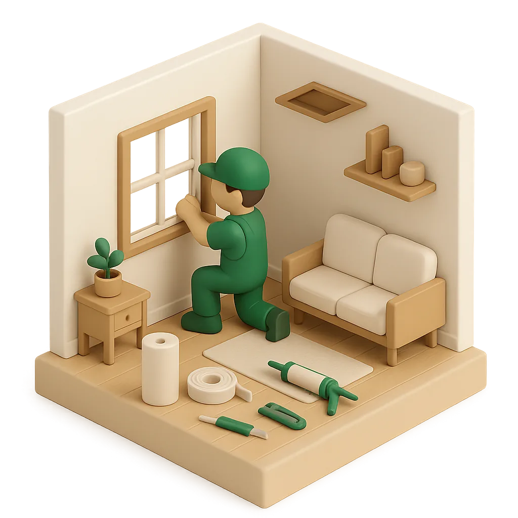 Illustration of draught proofing & insulation work