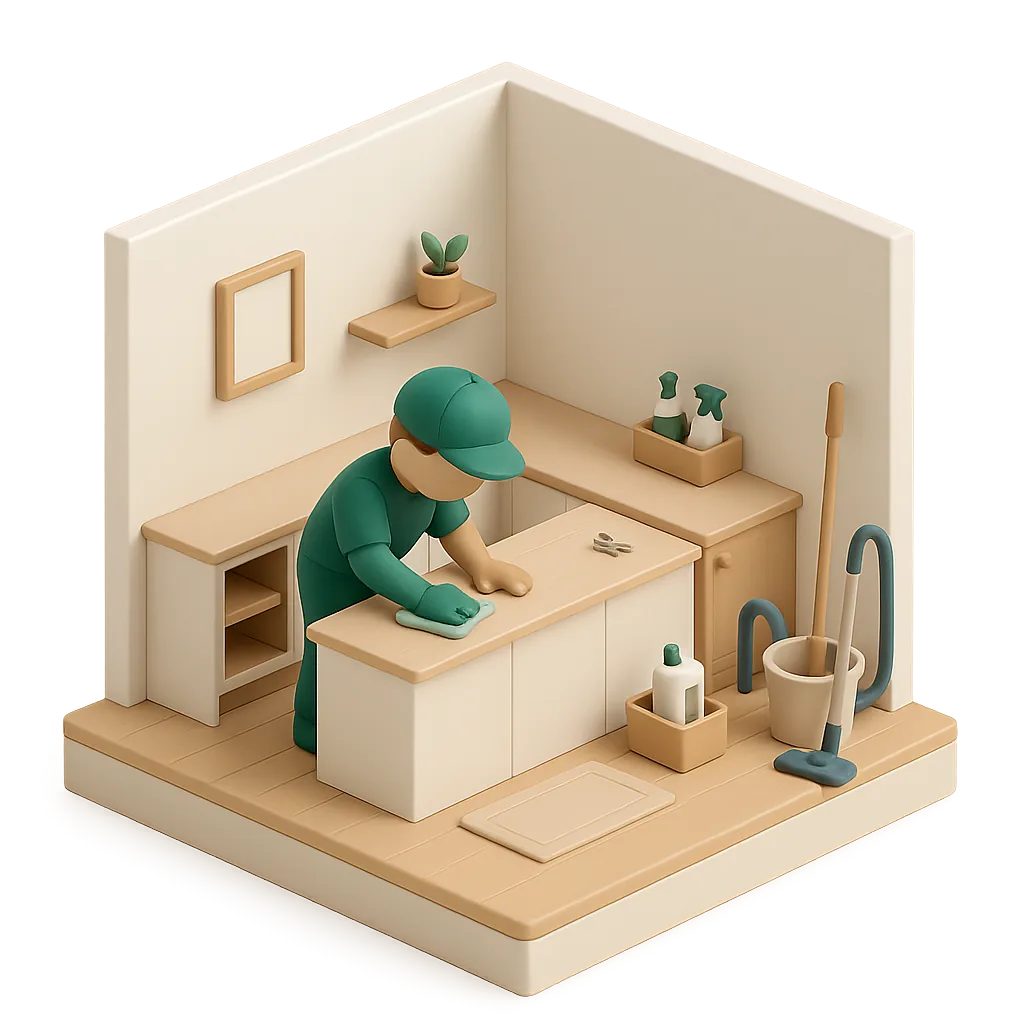 Illustration of end of tenancy cleaning work
