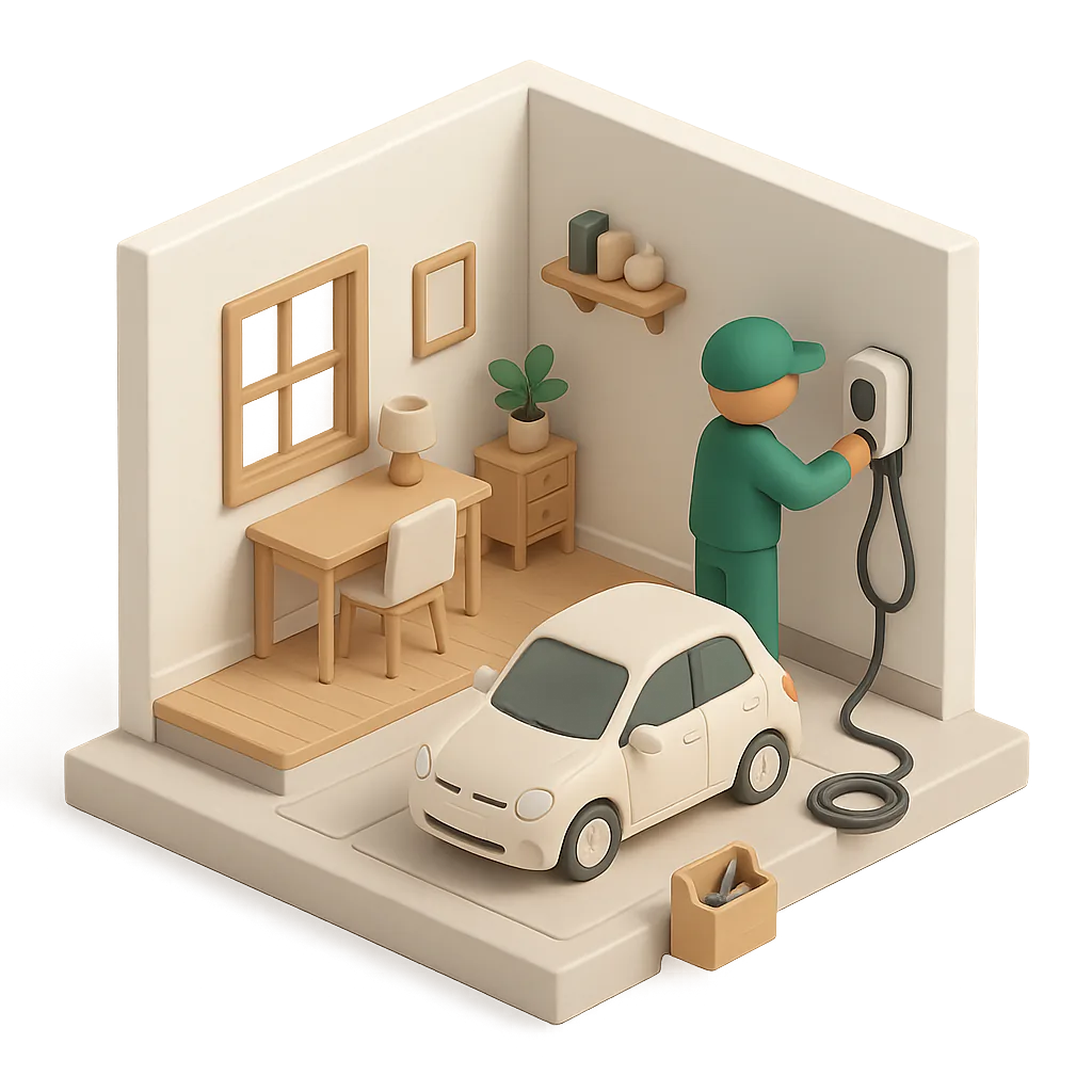 Illustration of ev charger installation work