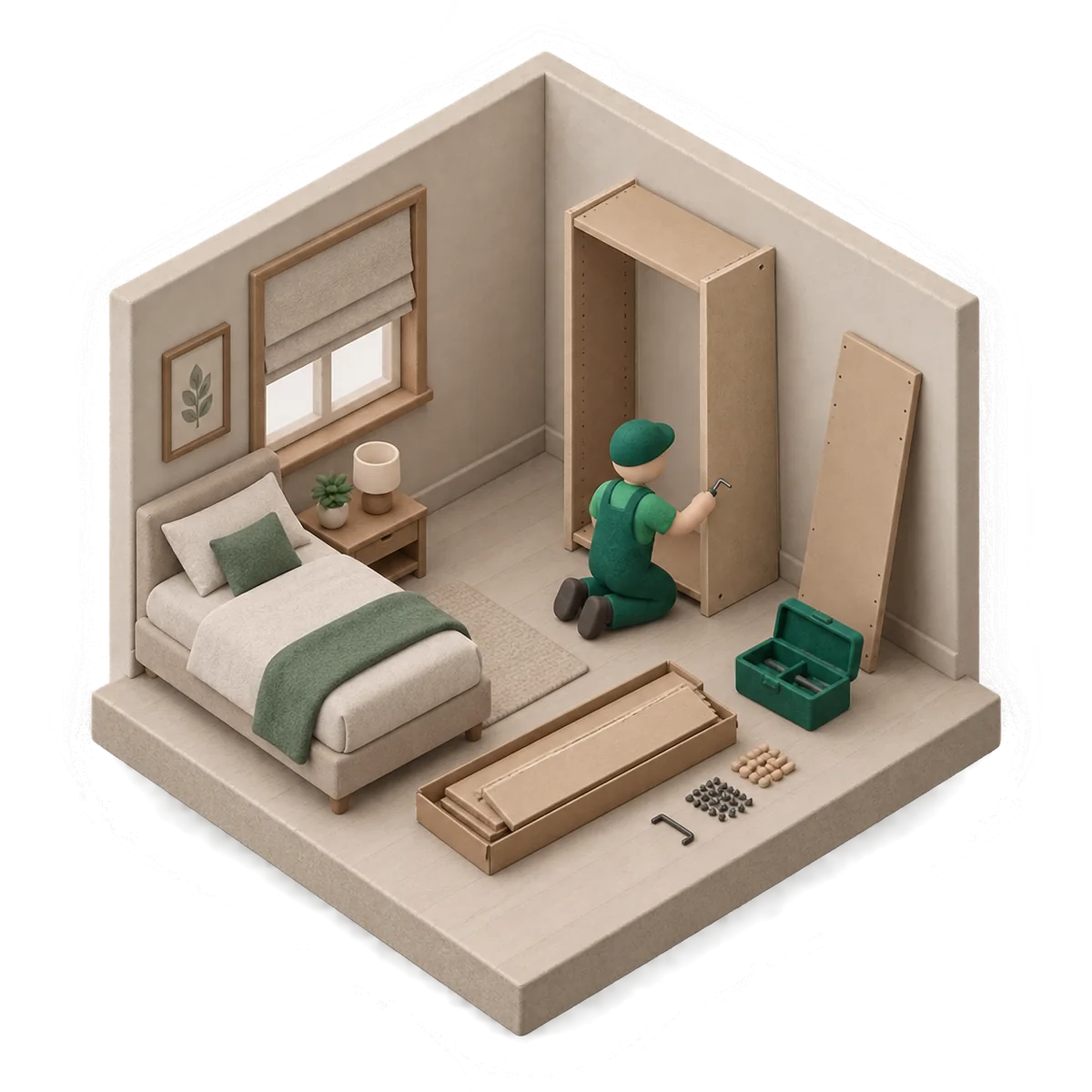 Illustration of furniture assembly work