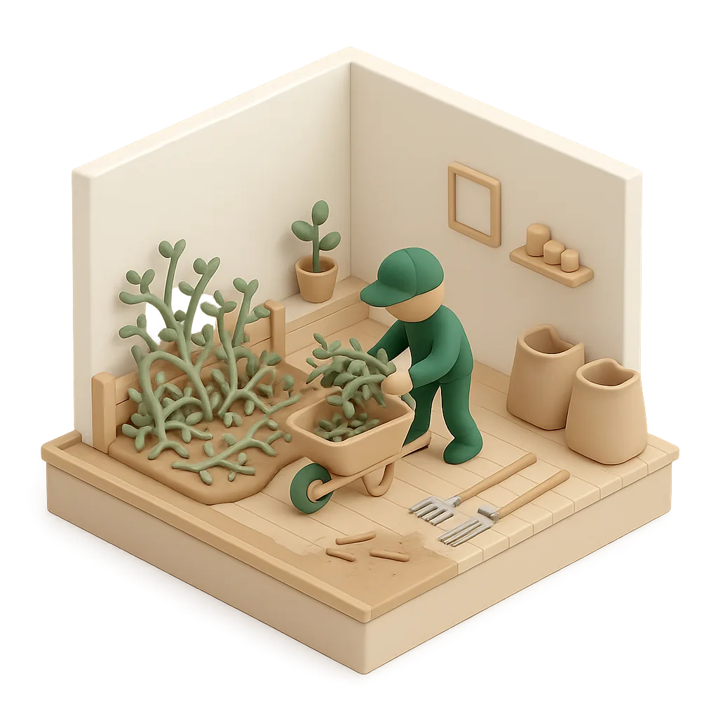 Illustration of garden clearance work