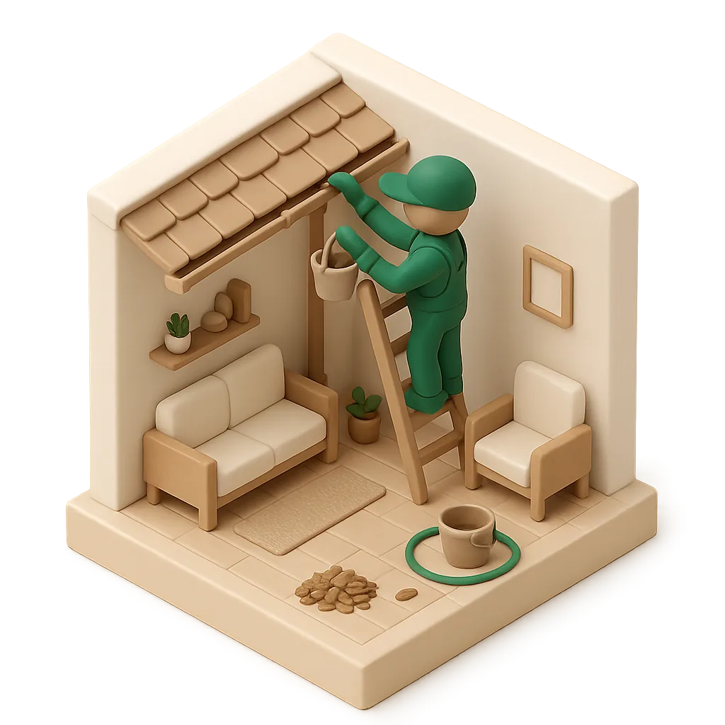 Illustration of gutter cleaning work