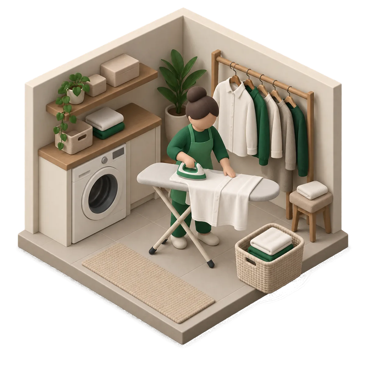 Illustration of ironing & laundry work