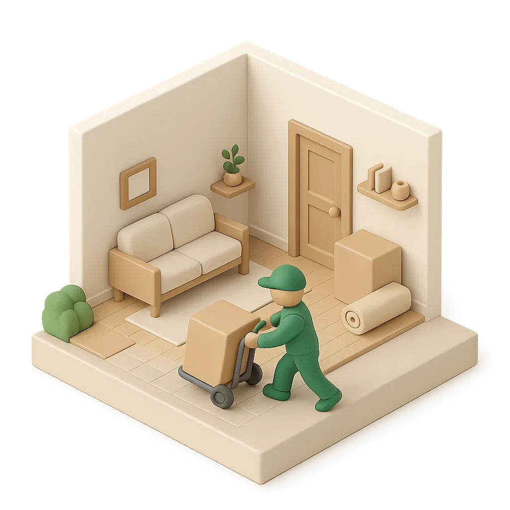 Illustration of man with a van work
