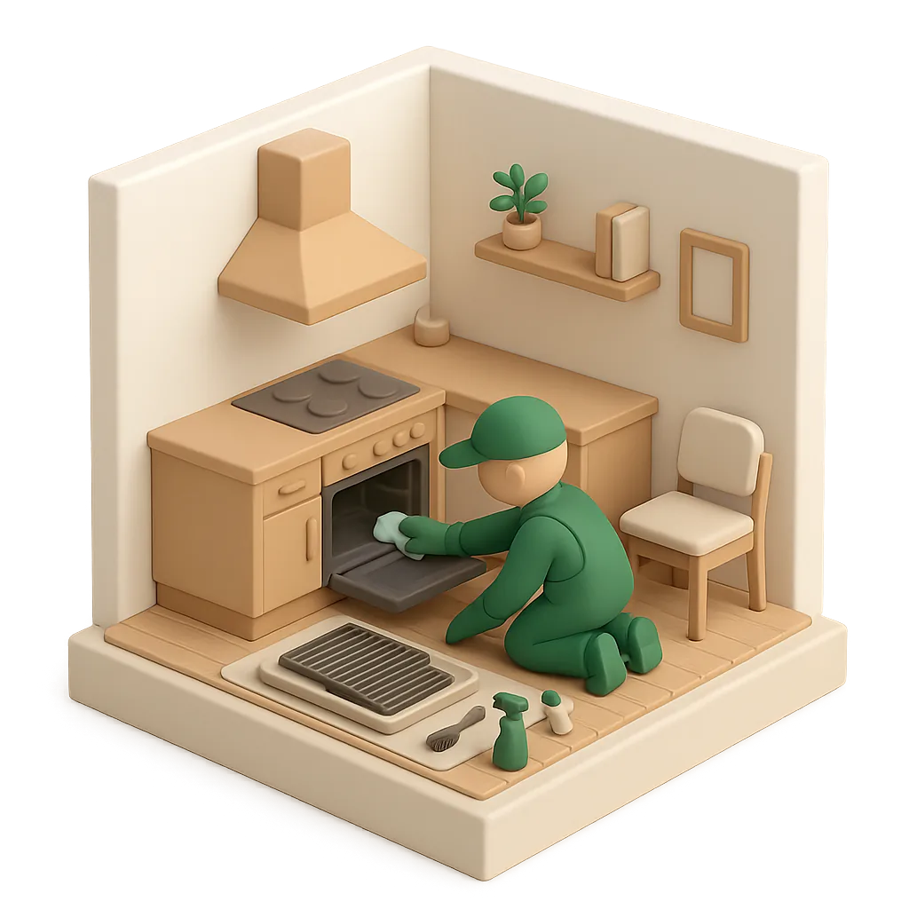 Illustration of oven cleaning work