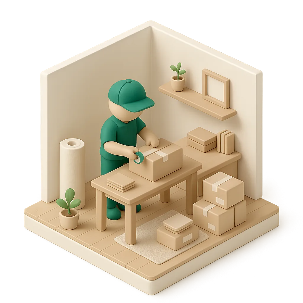 Illustration of packing & fulfilment work