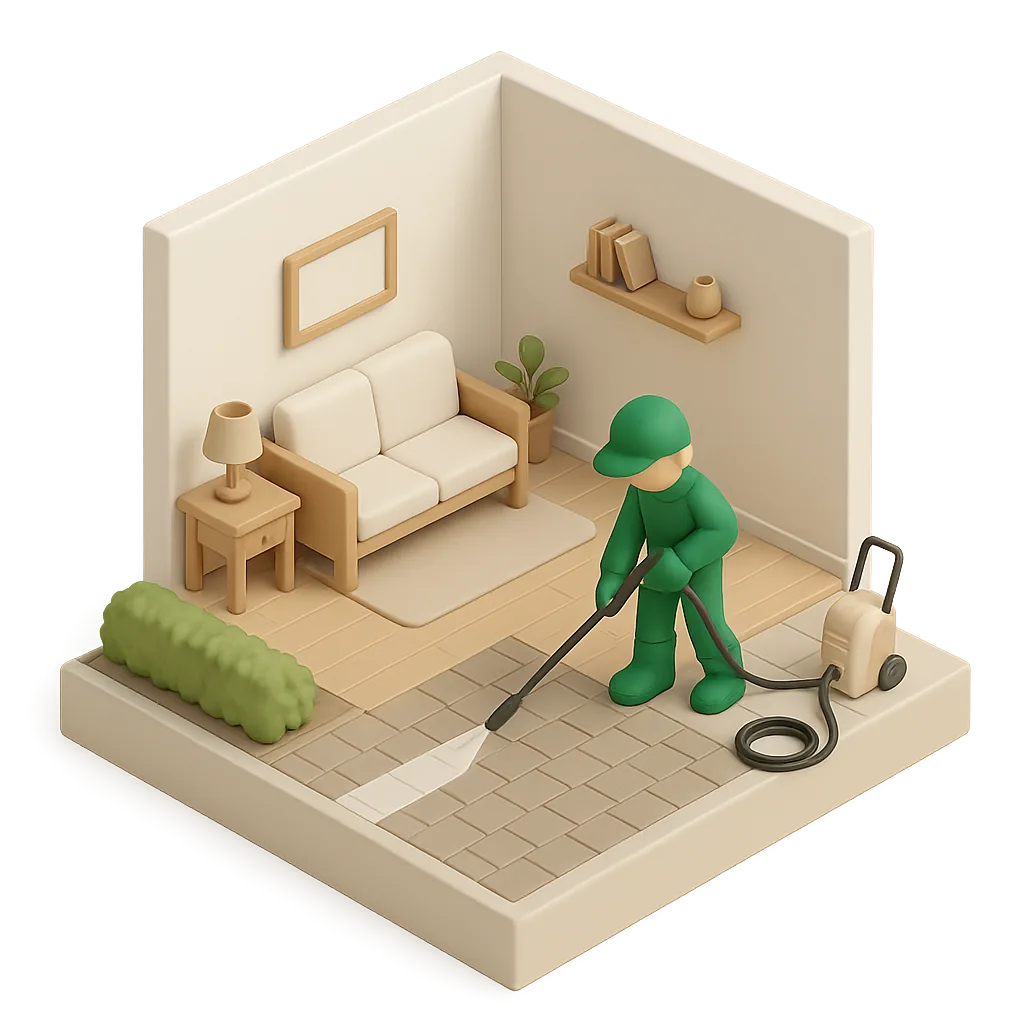 Illustration of pressure washing work