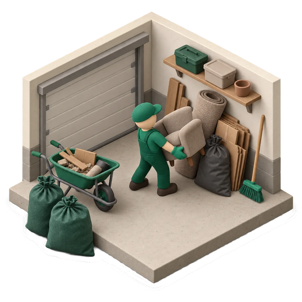 Illustration of rubbish removal work