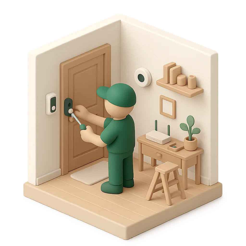 Illustration of smart home & tech setup work