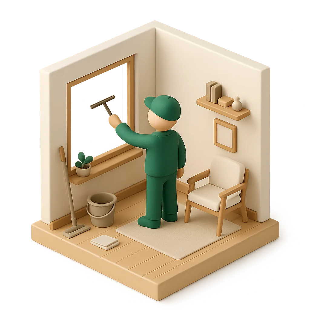 Illustration of window cleaning work